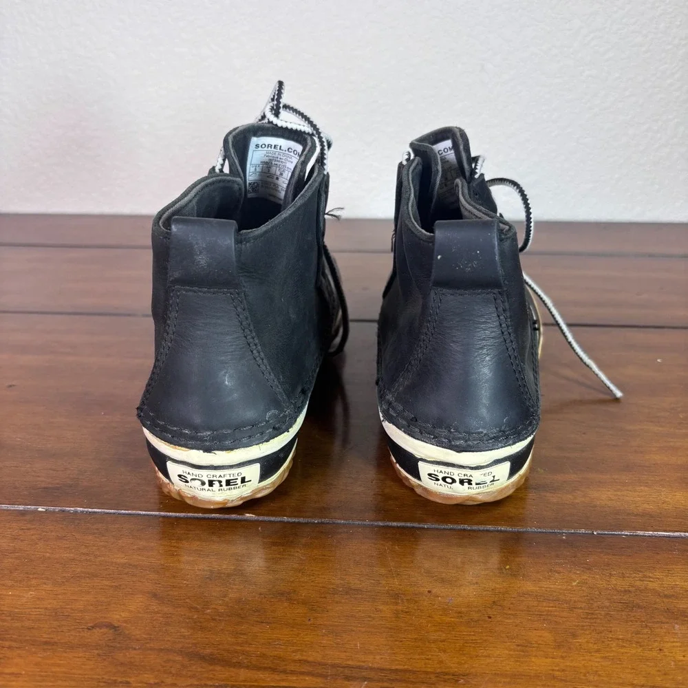 Sorel Out N About Duck Boots Kids 5 Black Leather Waterproof NL2133-011‎ Rain
